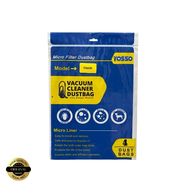 پاکت جاروبرقی rosso مدل FAKIR بسته 4 عددی مناسب برای انواع جاروبرقی