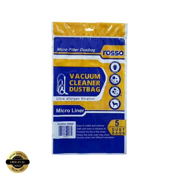 پاکت جاروبرقی rosso مدل Daewoo-snowa بسته 5 عددی مناسب برای انواع جاروبرقی