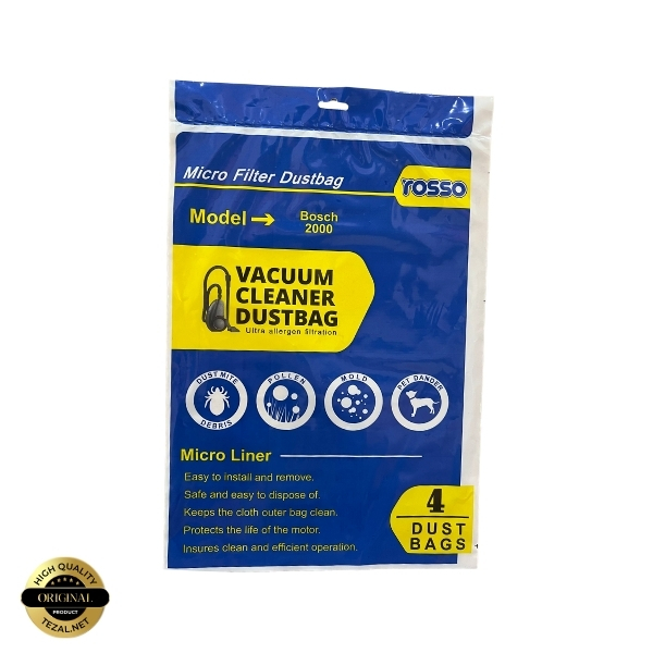 پاکت جاروبرقی مدل Bosch 2000 بسته 4 عددی مناسب برای انواع جاروبرقی