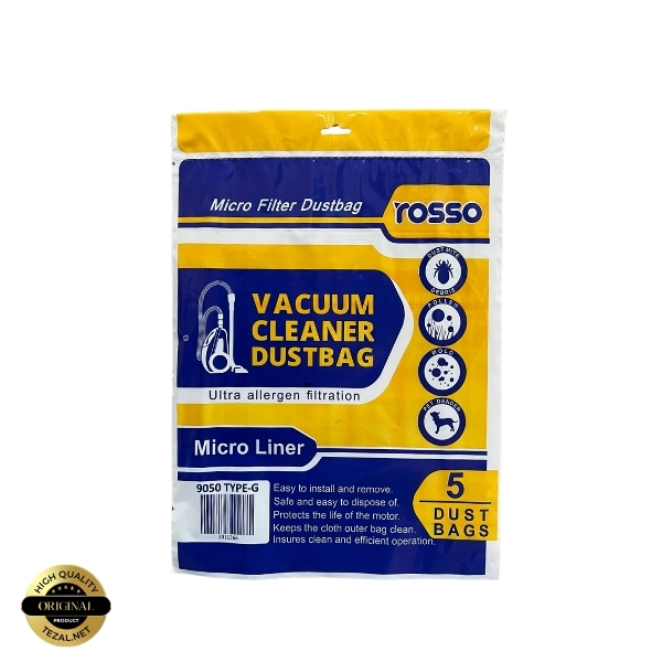 پاکت جاروبرقی rosso مدل 9050 TYPE-G بسته 5 عددی مناسب برای انواع جاروبرقی