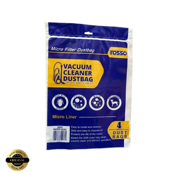 پاکت جاروبرقی rosso مدل 9050 PAPER HEAD بسته 4 عددی مناسب برای انواع جاروبرقی